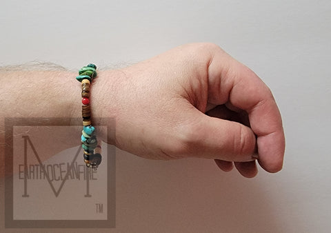Native American Green and Blue Turquoise "Snake Eye" Bracelet