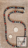 Men's Gemstone Hematite Beaded Red And Black Necklace