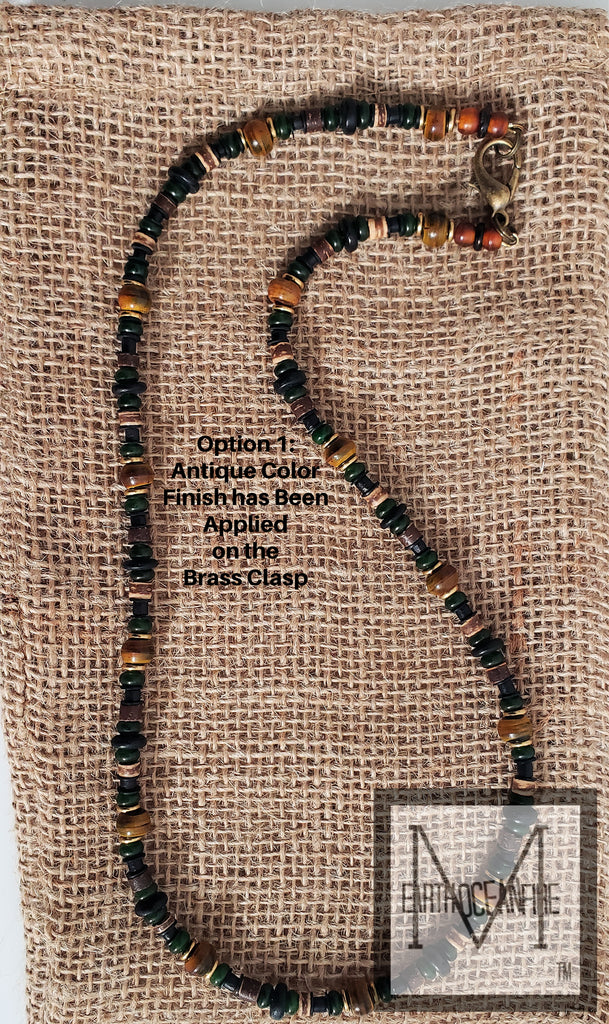 Men's Black Irish Gemstone Beaded Necklace - Main Image