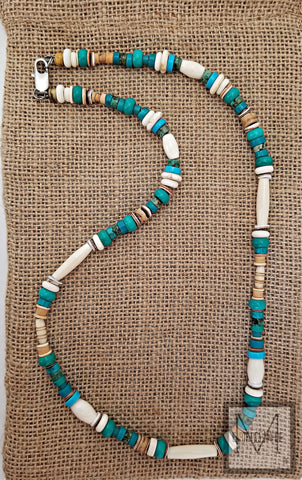 Men Florida Blue Turquoise Gemstone Necklace