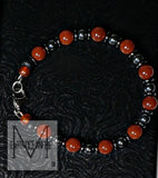 Men's Hematite with Red Gemstone Bracelet