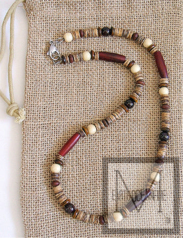 Native American Garnet Horn Beaded Necklace