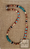 Native American Indian Summer Turquoise  And Garnet Necklace