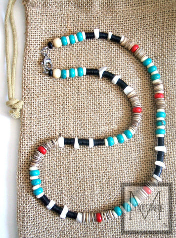Native American Blue Gemstone Beaded Freedom Necklace