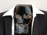Men's Golden Tiger's Eye And Garnet Gemstone Beaded Necklace