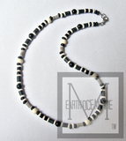 Men's Black and White Beaded Onyx Necklace