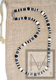Men's Black and White Onyx Gemstone Beaded Necklace Bracelet Set