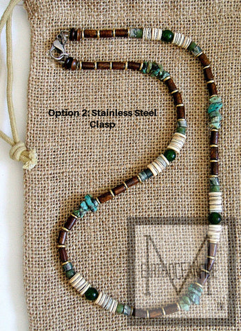 Men's Irish Vintage Style Green Turquoise Beaded Necklace – Earth
