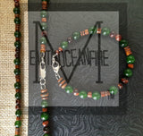 Irish Men's Jade Beaded Necklace Bracelet Set